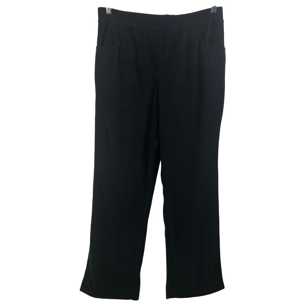 Glitterscape Black Pull On Elastic Waist Straight Leg Trousers Pants Large